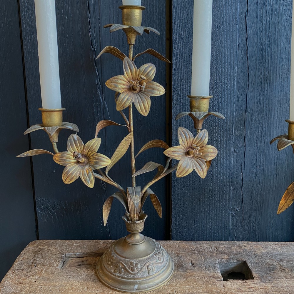 A Pair of Gilt Brass Church Candelabra View III