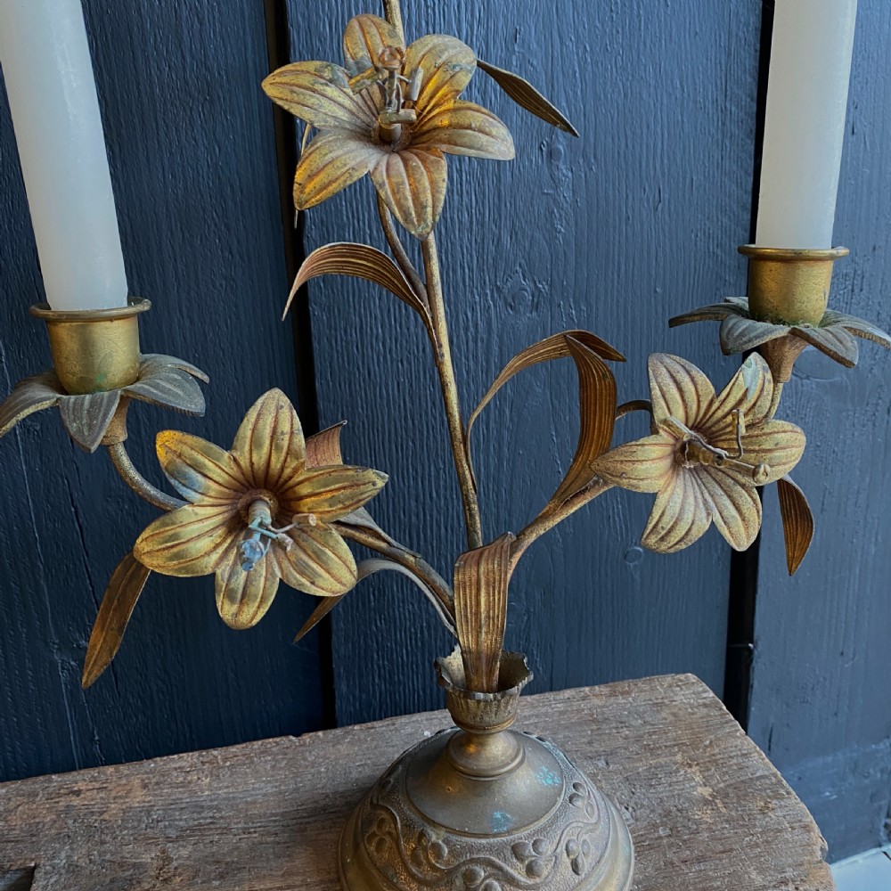 A Pair of Gilt Brass Church Candelabra View IV