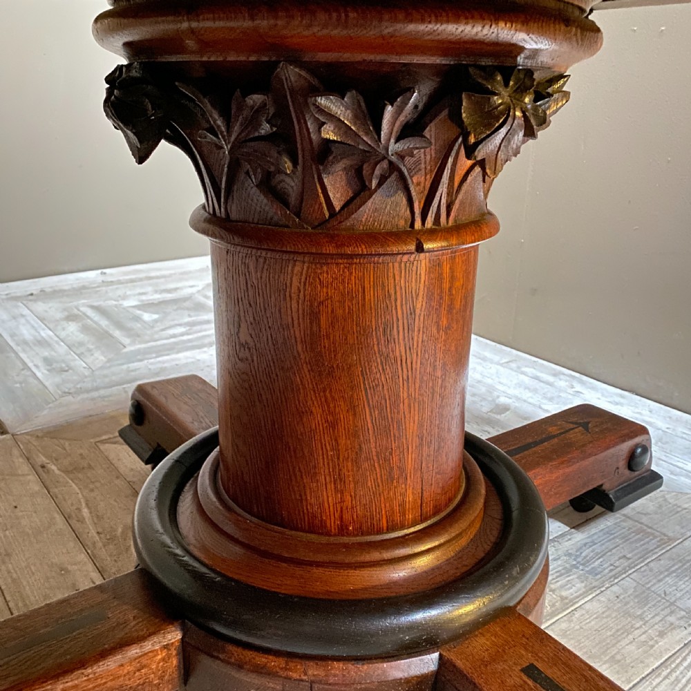 Victorian Aesthetic Movement Oak Octagonal Centre or Library  Table View IV