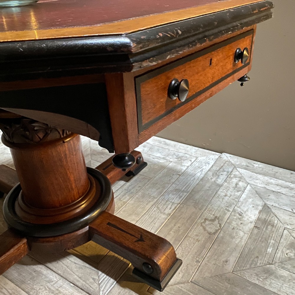 Victorian Aesthetic Movement Oak Octagonal Centre or Library  Table View VI