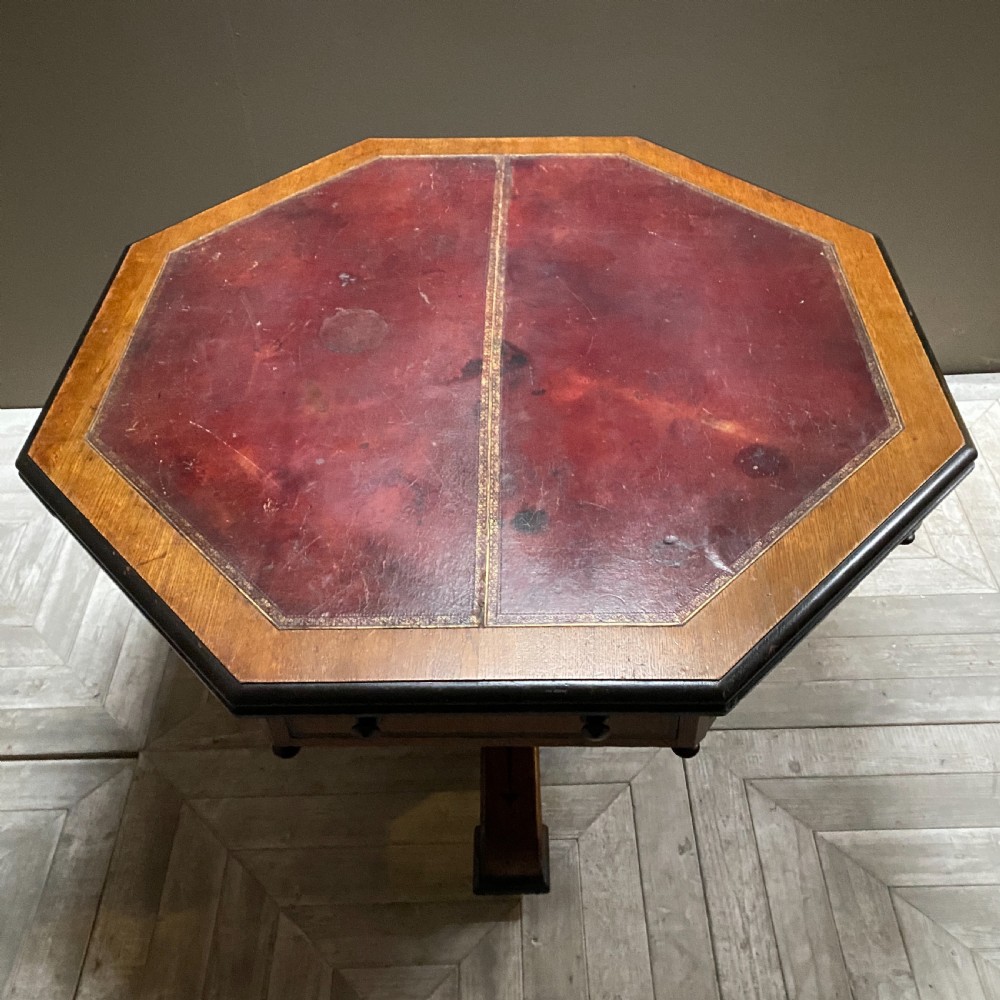 Victorian Aesthetic Movement Oak Octagonal Centre or Library  Table View VIII