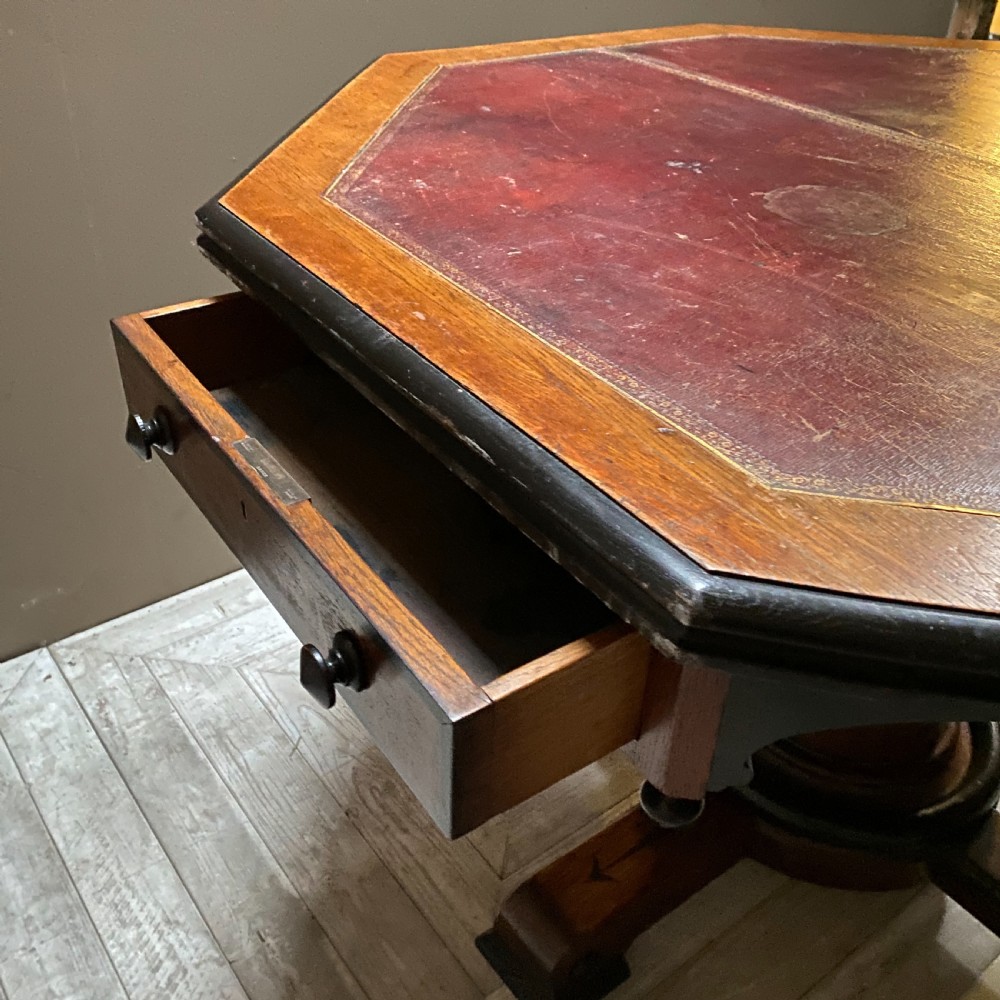 Victorian Aesthetic Movement Oak Octagonal Centre or Library  Table View IX