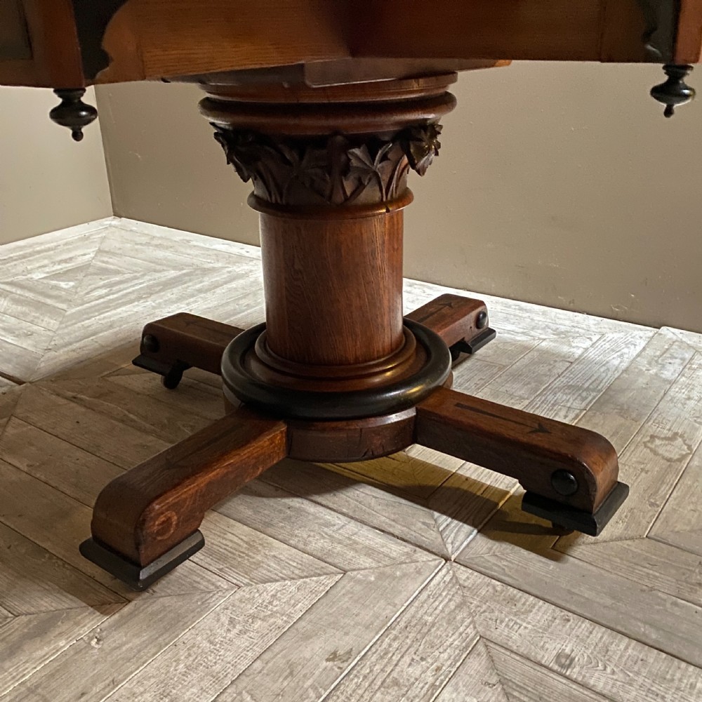 Victorian Aesthetic Movement Oak Octagonal Centre or Library  Table View X