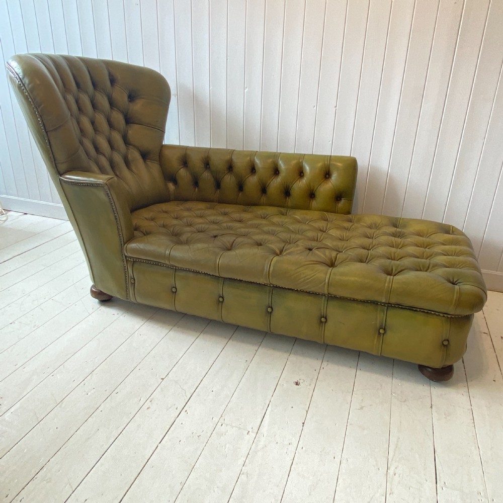 A Leather Button Back Day Bed or Chaise Longue View III