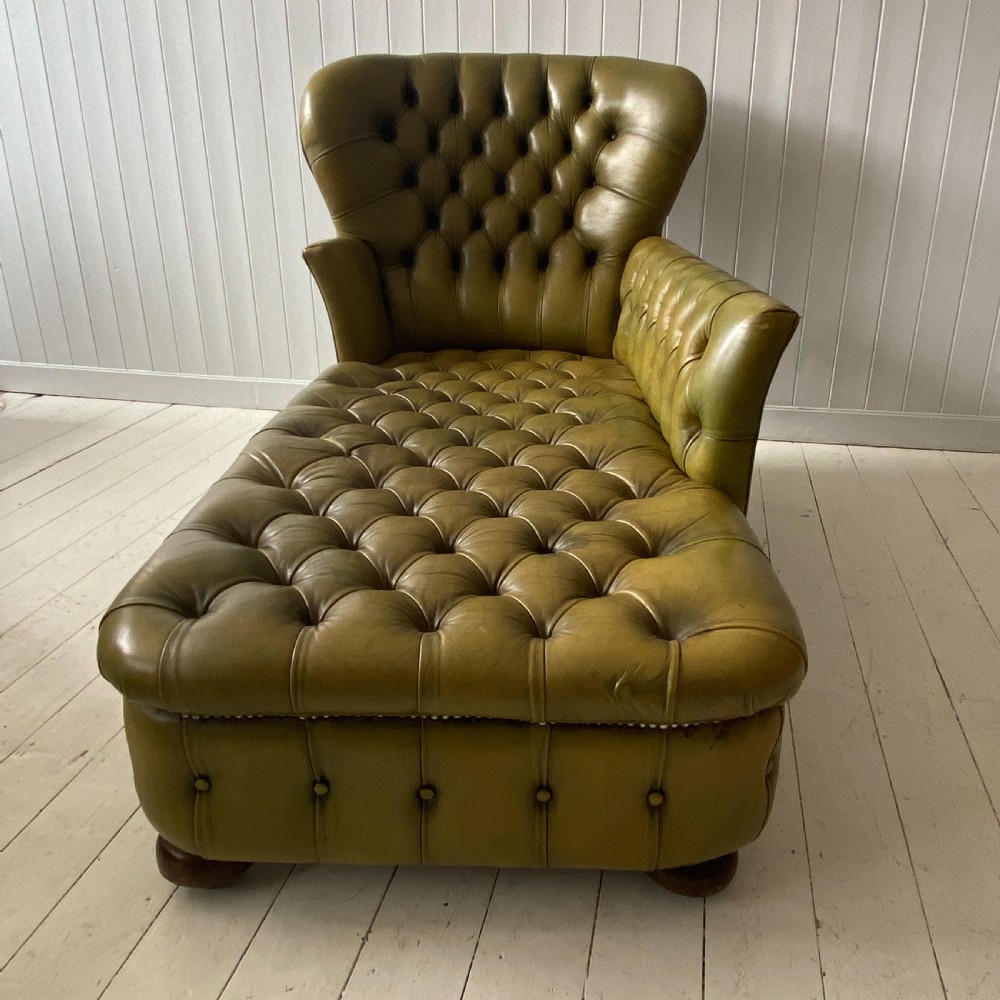 A Leather Button Back Day Bed or Chaise Longue View VII