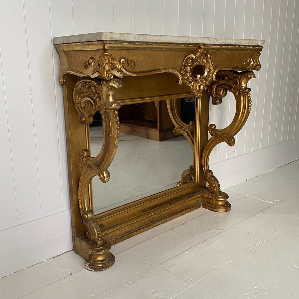 Giltwood and Marble Pier Console Table View II