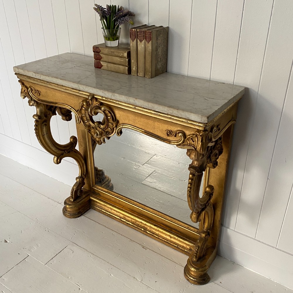 Giltwood and Marble Pier Console Table View III
