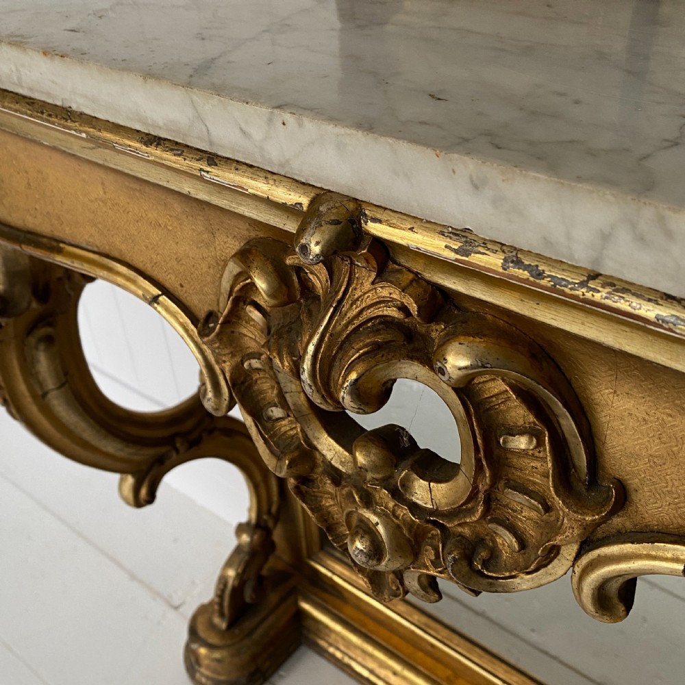 Giltwood and Marble Pier Console Table View V