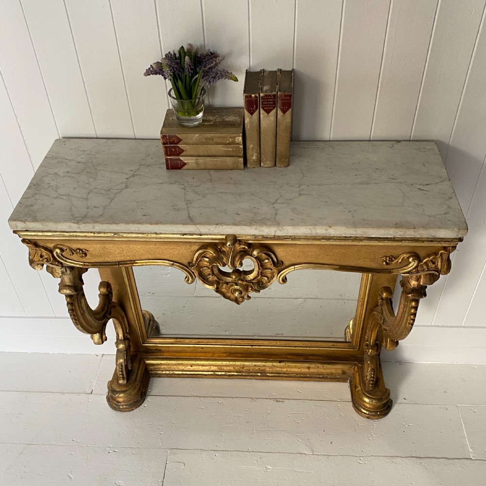 Giltwood and Marble Pier Console Table View VI