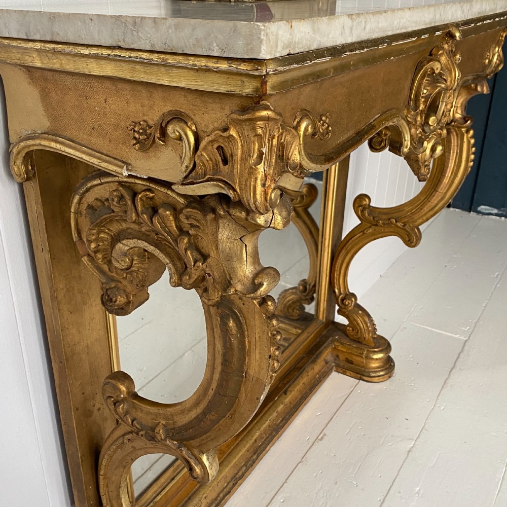 Giltwood and Marble Pier Console Table View VII
