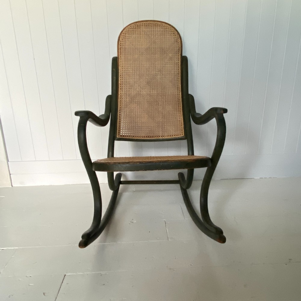 A Thonet Painted Bentwood and Cane Rocking Chair View II