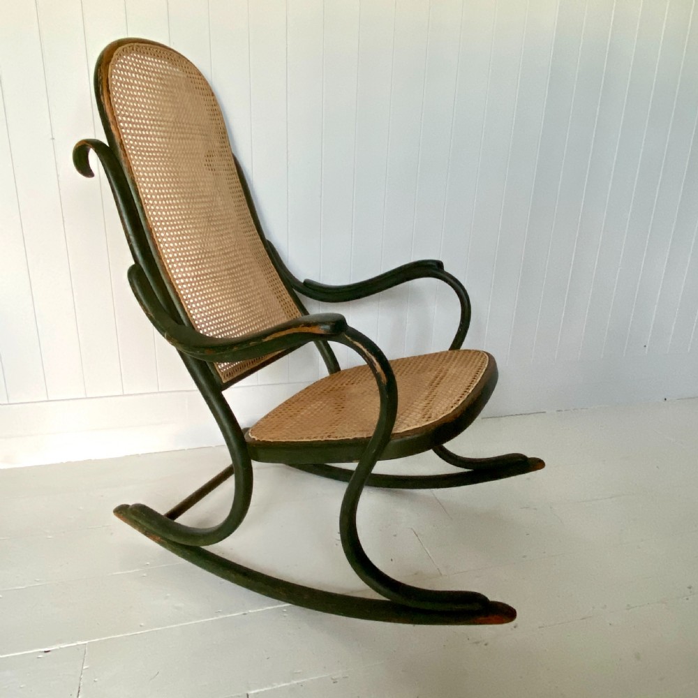A Thonet Painted Bentwood and Cane Rocking Chair View III
