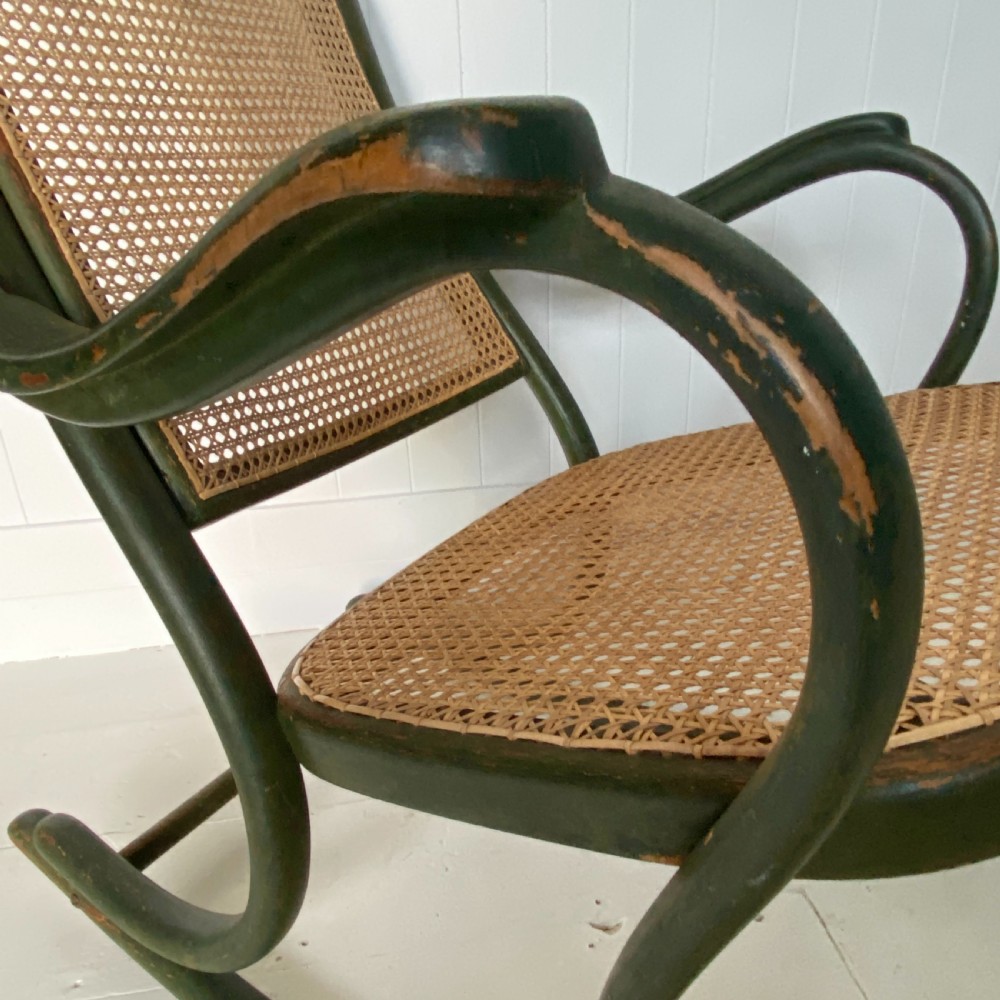 A Thonet Painted Bentwood and Cane Rocking Chair View IV