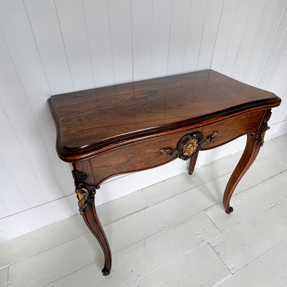 French Rosewood Serpentine Folding Card Table View IV