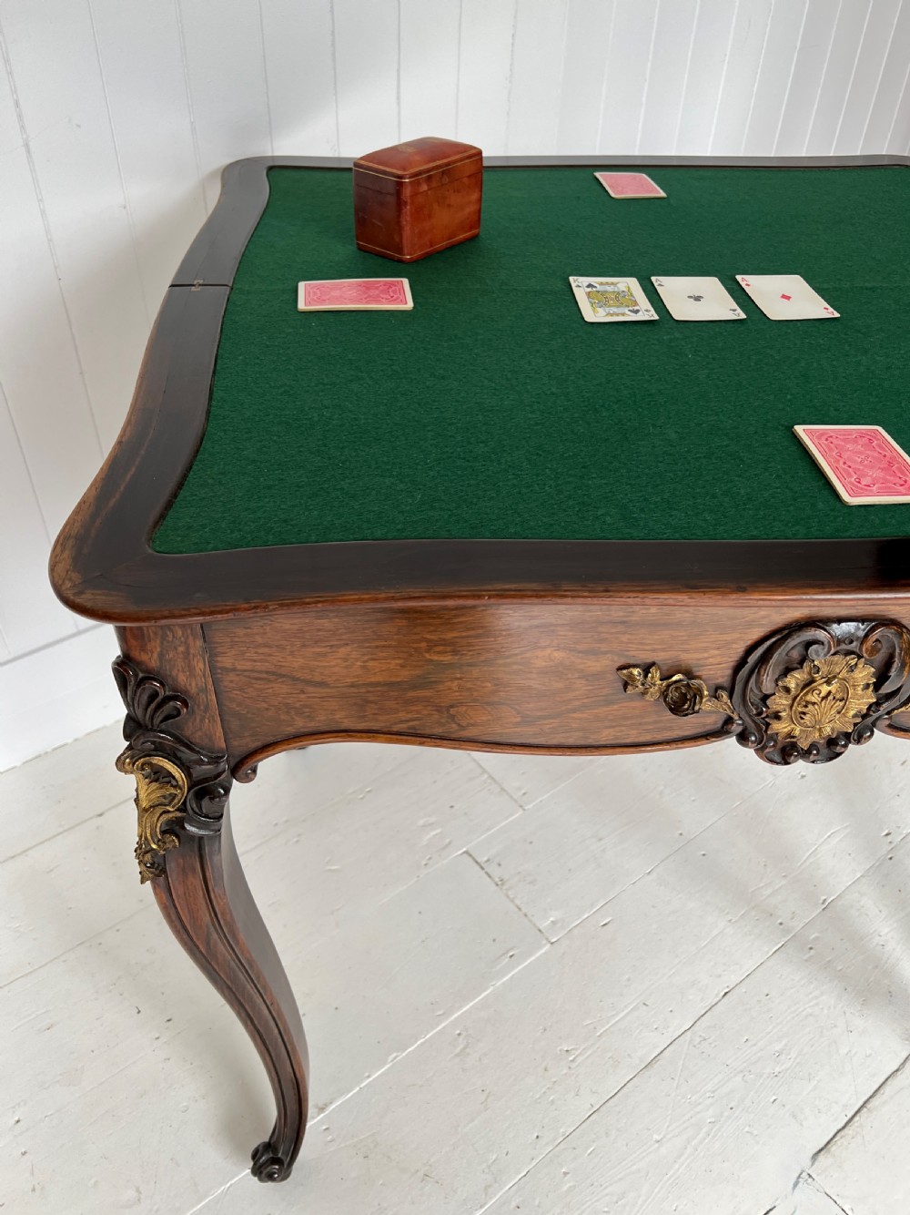 French Rosewood Serpentine Folding Card Table View VII