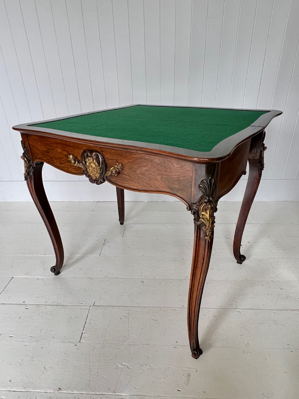 French Rosewood Serpentine Folding Card Table View IX