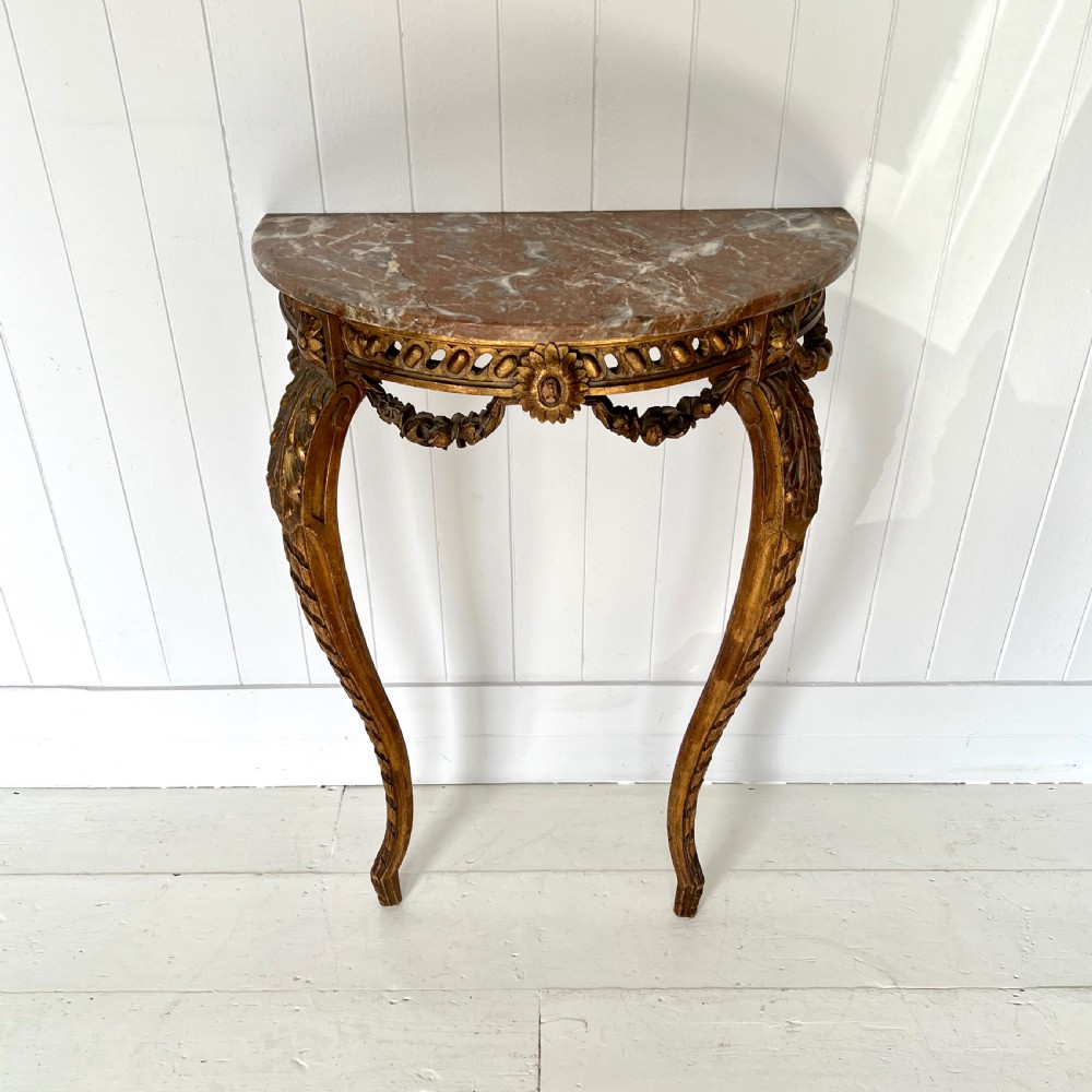 Carved Giltwood and Marble Console Table View II