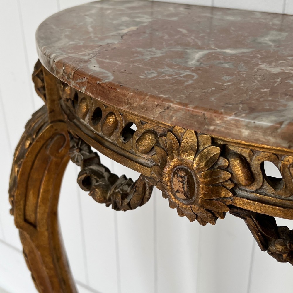Carved Giltwood and Marble Console Table View IV