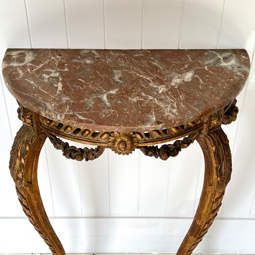 Carved Giltwood and Marble Console Table View VII