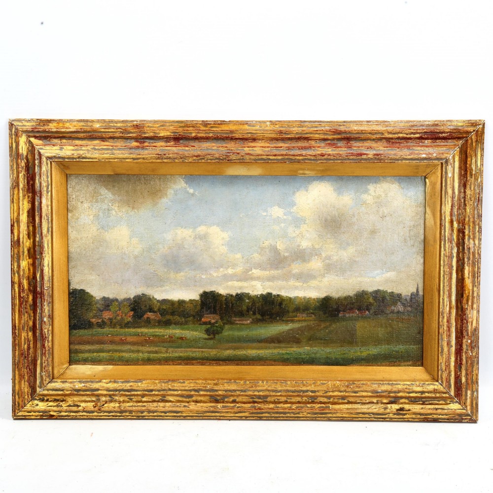 Country Landscape Painting Oil On Panel