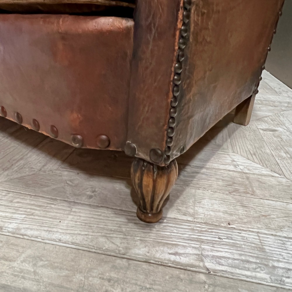 Early C20th Leather Club Sofa View II