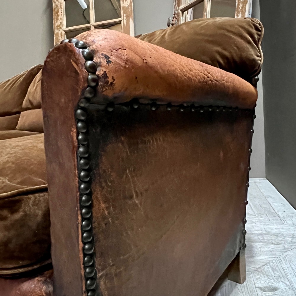 Early C20th Leather Club Sofa View IV