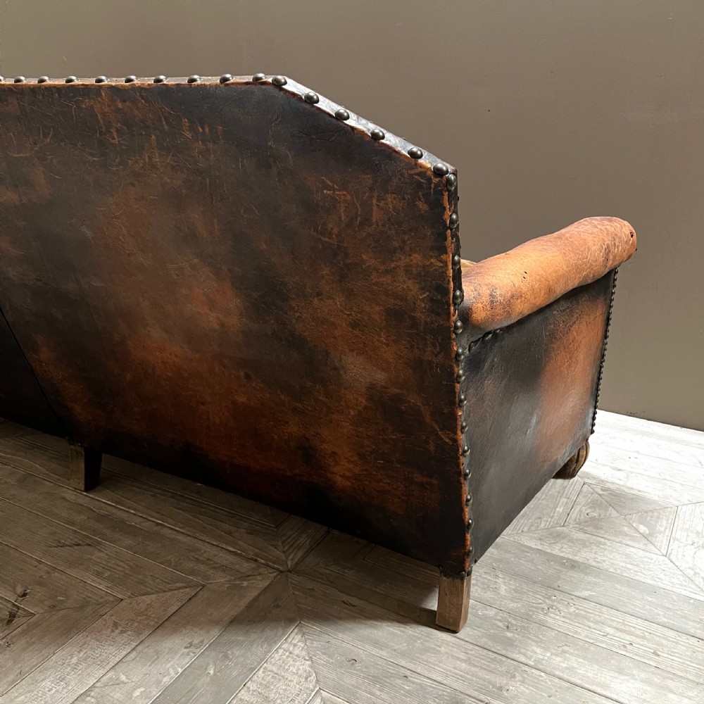 Early C20th Leather Club Sofa View V
