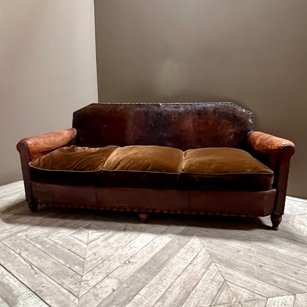 Early C20th Leather Club Sofa View VI