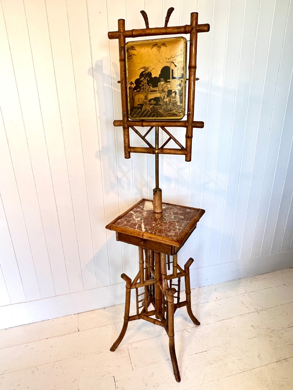 Antique Bamboo & Marble Vanity or Shaving Stand View IV
