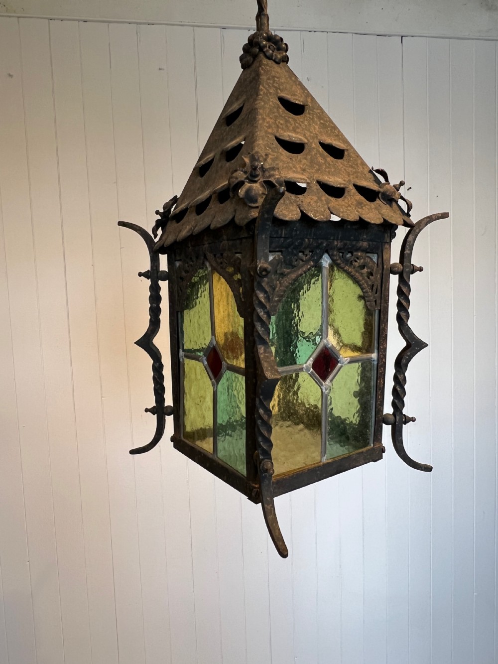 A Stained Glass Hall or Porch Lantern View II