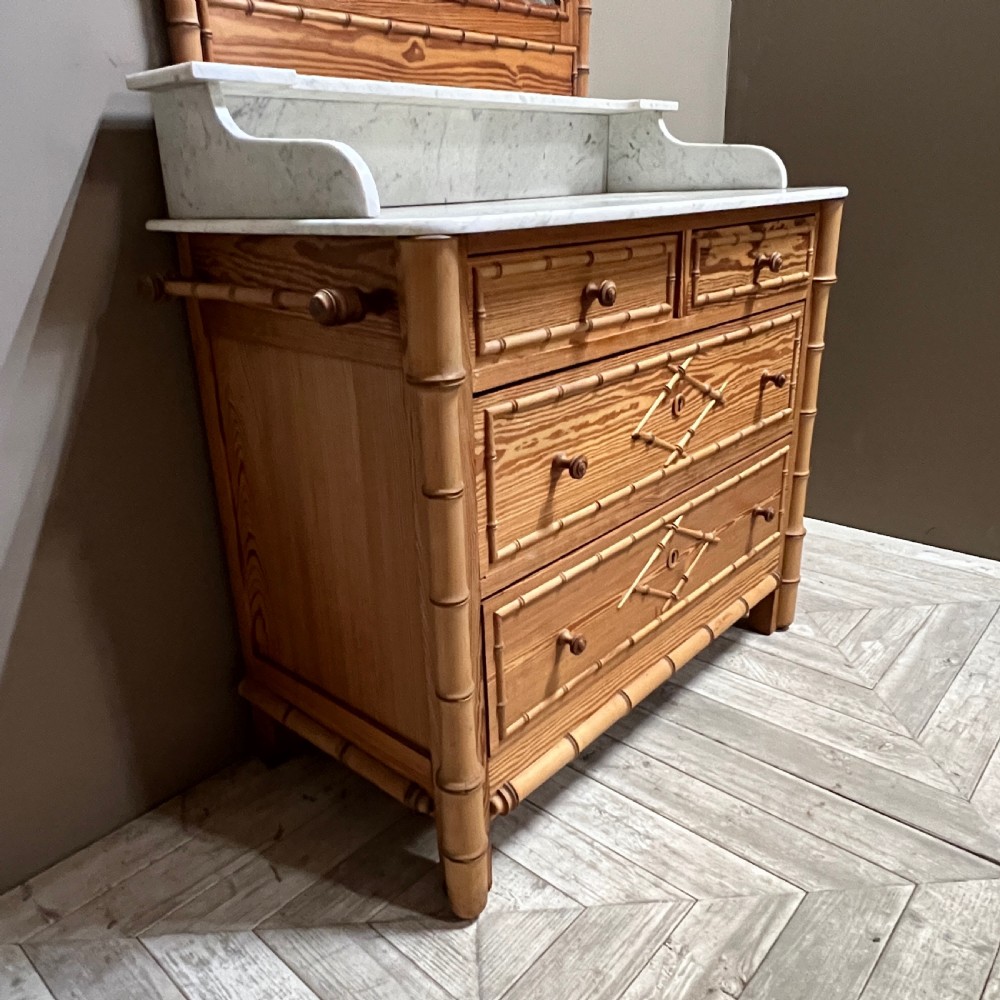 Faux Bamboo and Marble Vanity Dressing Chest View II