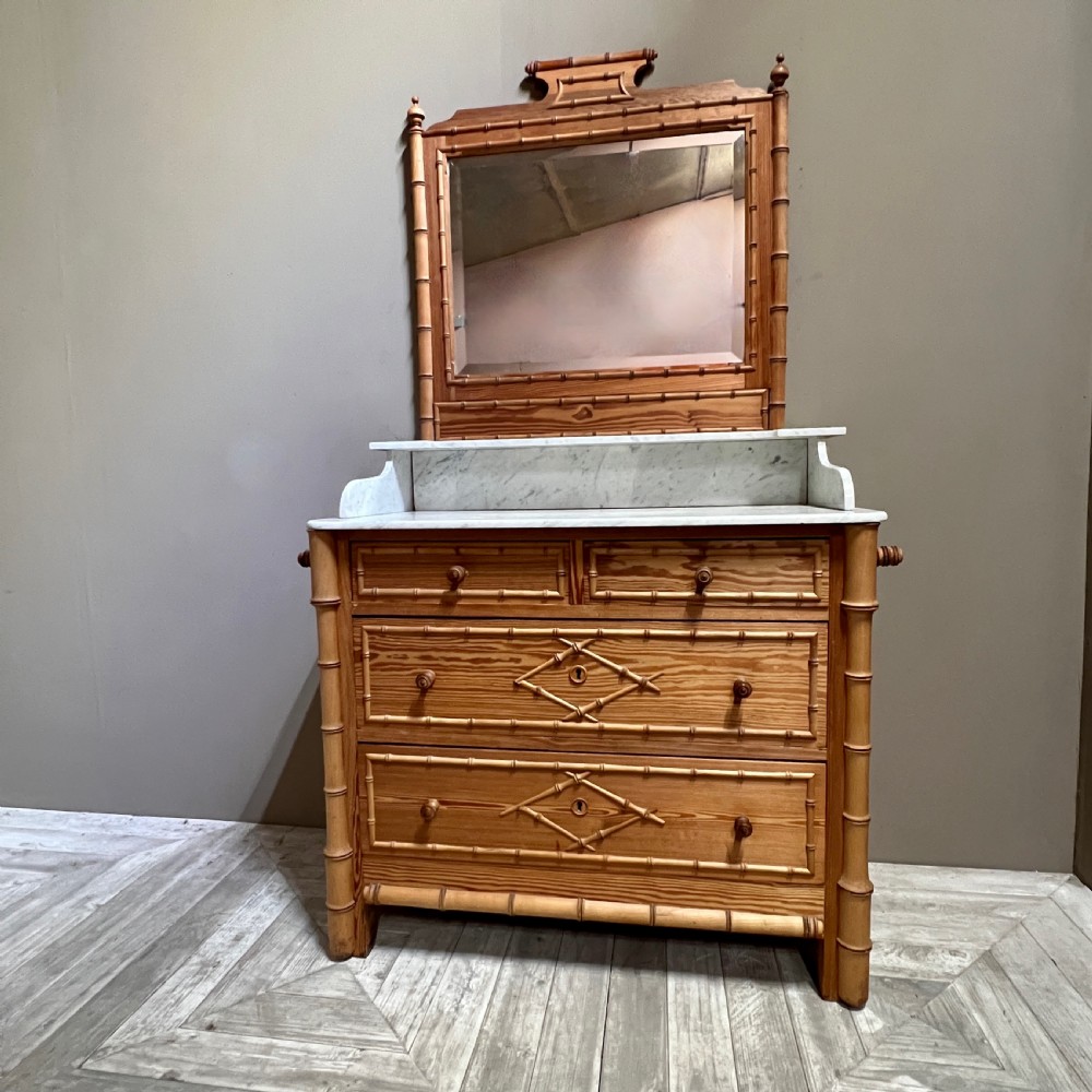 Faux Bamboo and Marble Vanity Dressing Chest View IV