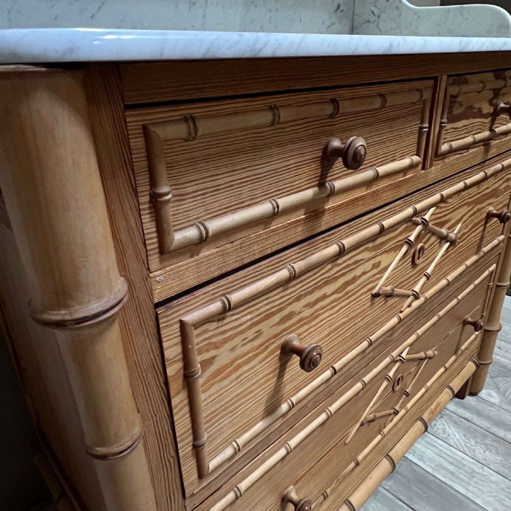 Faux Bamboo and Marble Vanity Dressing Chest View V