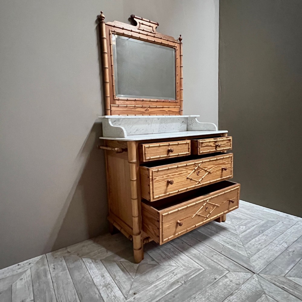 Faux Bamboo and Marble Vanity Dressing Chest View VII