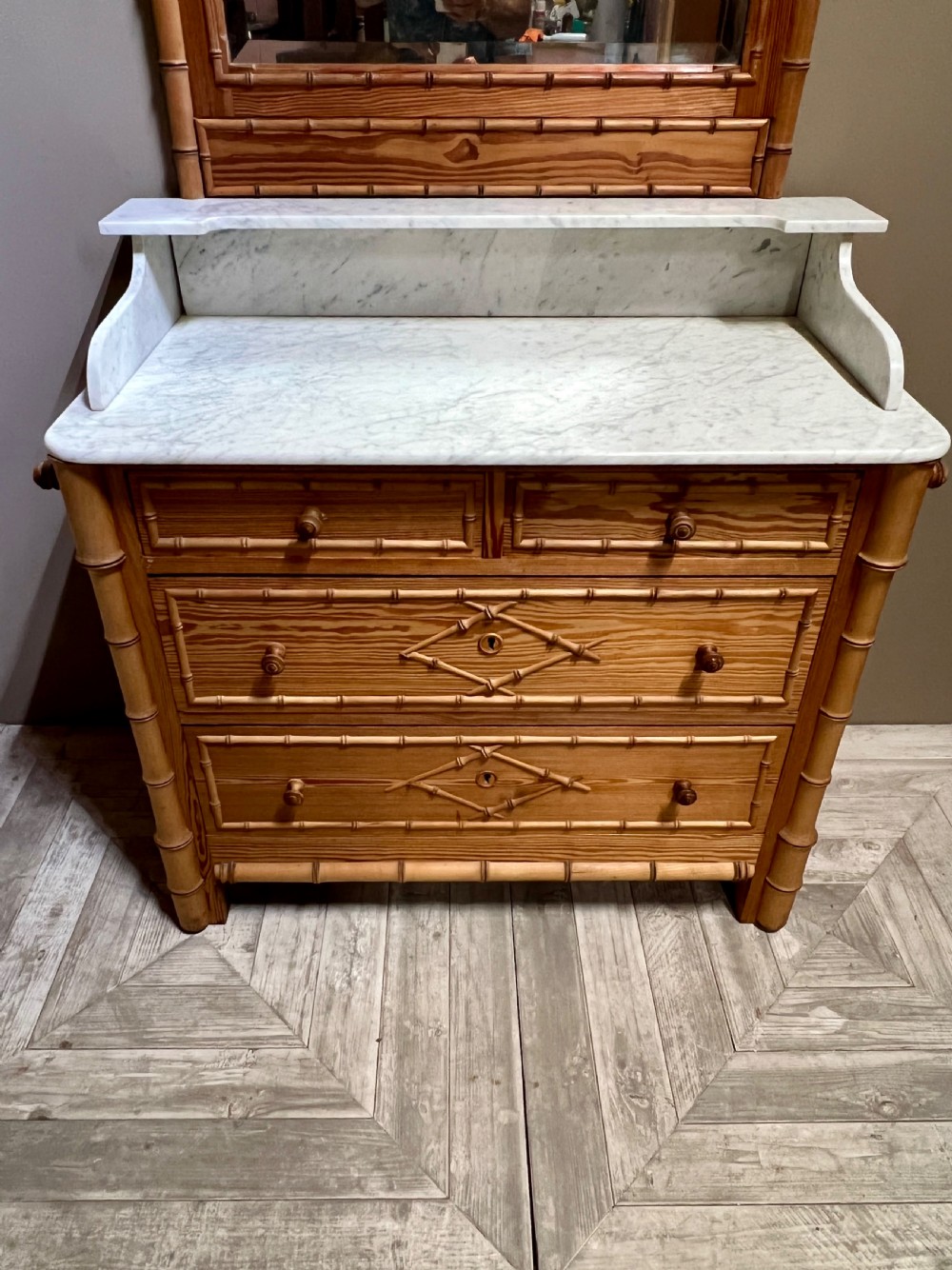 Faux Bamboo and Marble Vanity Dressing Chest View IX
