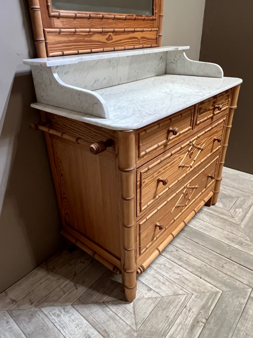Faux Bamboo and Marble Vanity Dressing Chest View X