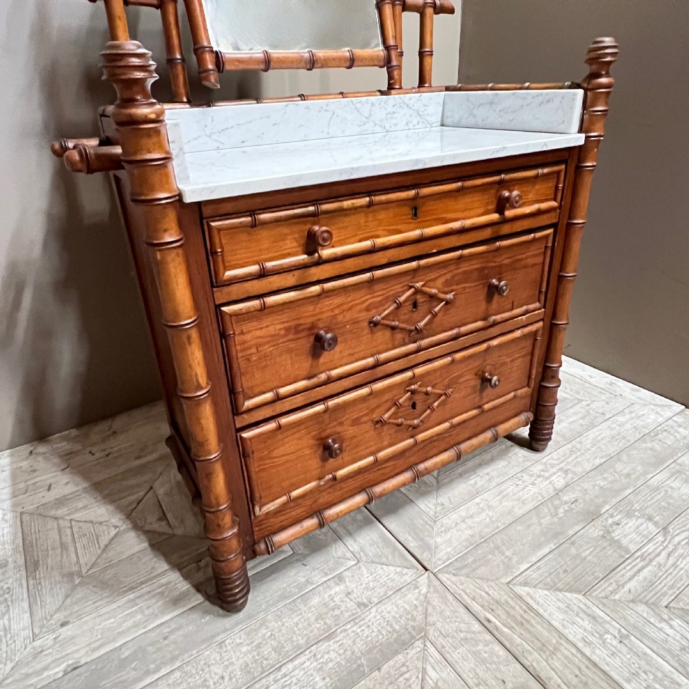 Faux Bamboo and Marble Vanity Dressing Chest View III