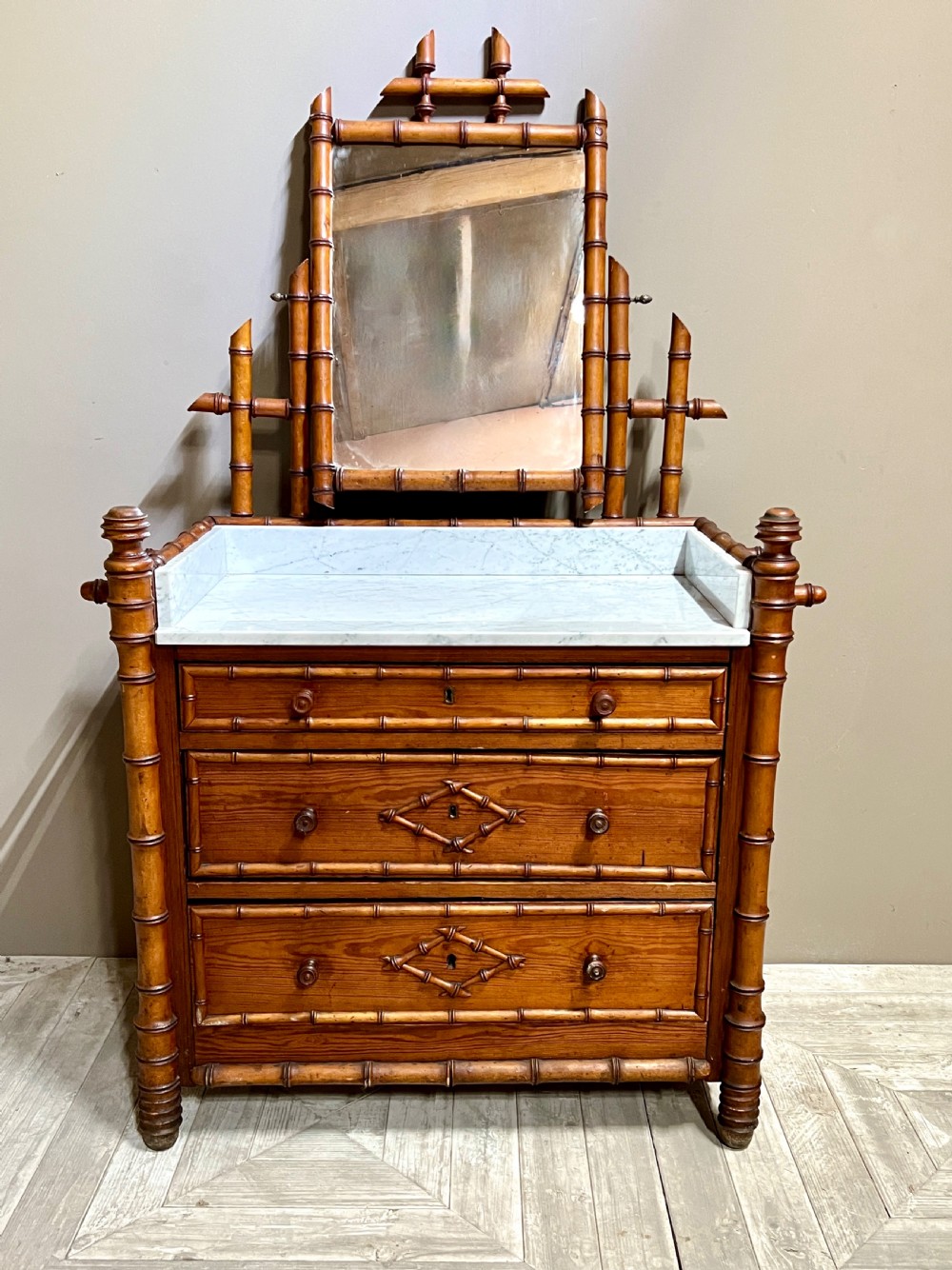 Faux Bamboo and Marble Vanity Dressing Chest View IV