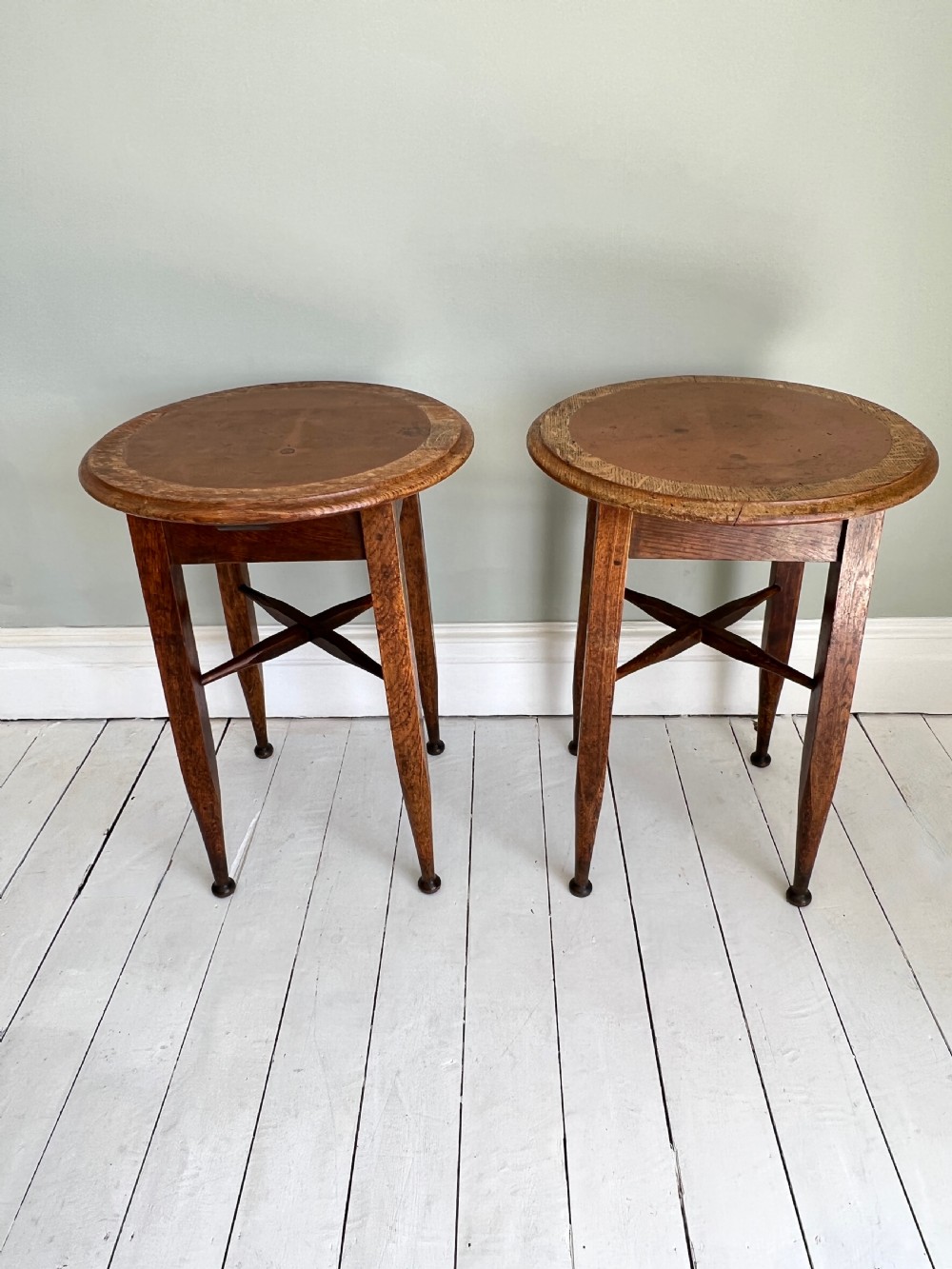 Pair of Early C20th Oak Lamp or Display Tables View IV