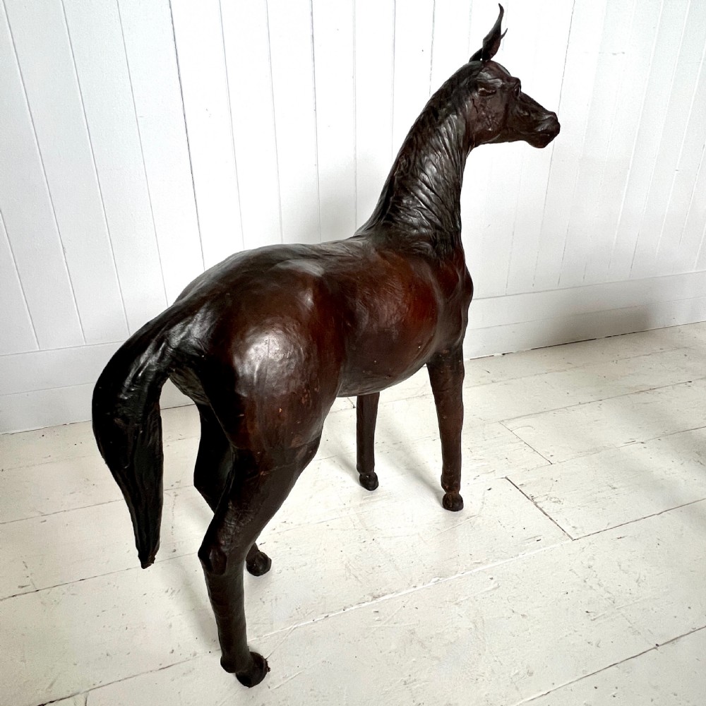 Large Pair of Vintage Leather Horses Attributed to Liberty View VII