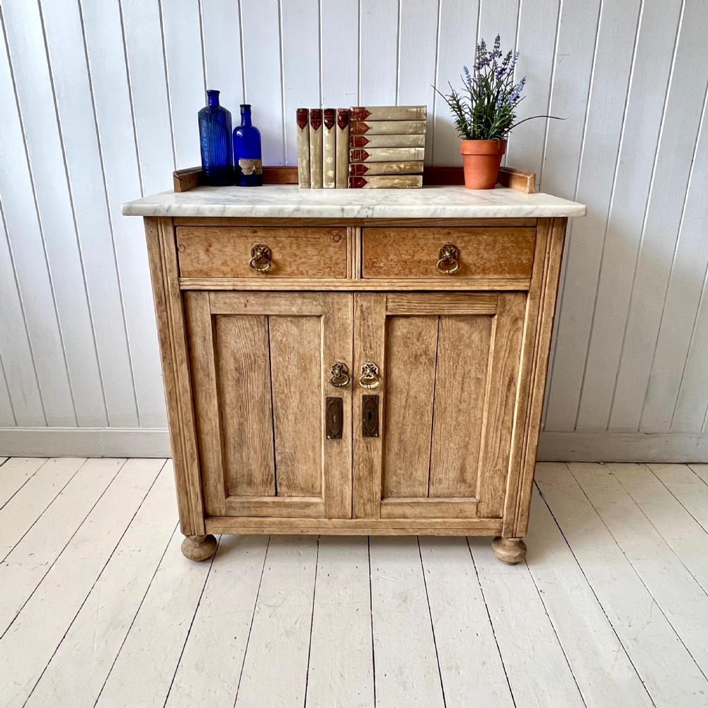 Antique Pine and Marble Washstand Circa 1910 View III