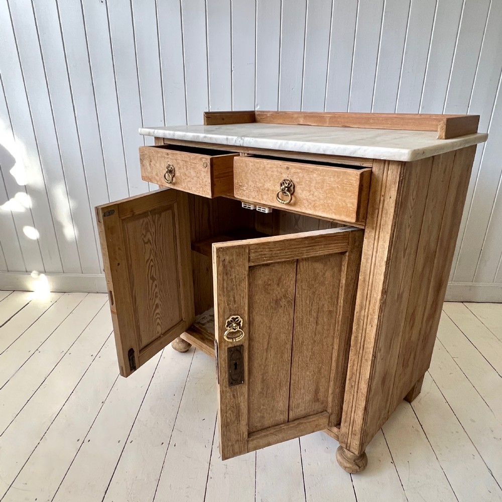 Antique Pine and Marble Washstand Circa 1910 View VIII