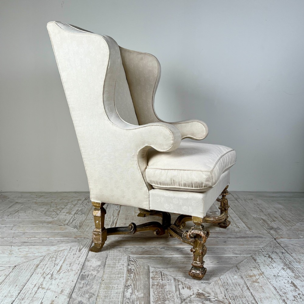Antique Giltwood Wingback Armchair In The Late 17Th Style View VI
