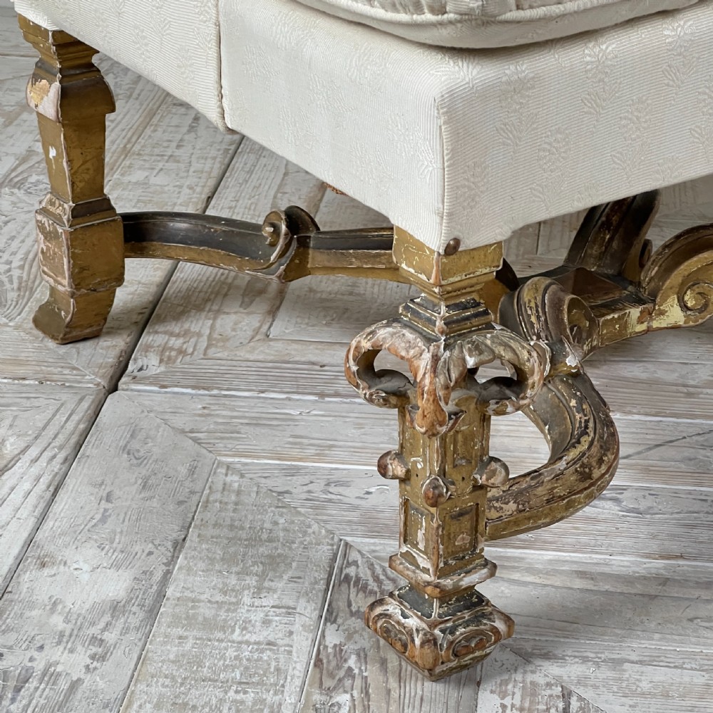 Antique Giltwood Wingback Armchair In The Late 17Th Style View X