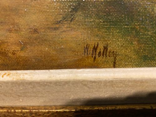 19TH CENTURY FARMLAND LANDSCAPE SIGNED OIL ON CANVAS OIL PAINTING - ADDITIONAL PHOTO 2