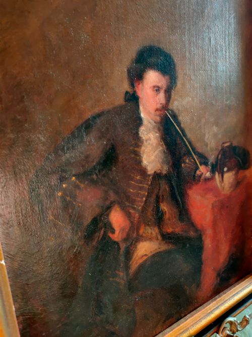19TH CENTURY PORTRAIT THE SOOTHING WEED OIL PAINTING - ADDITIONAL PHOTO 4
