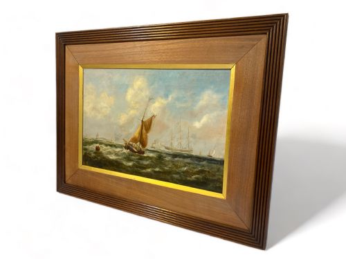 19TH CENTURY SEASCAPE SIGNED J WILSON OIL PAINTING - ADDITIONAL PHOTO 5