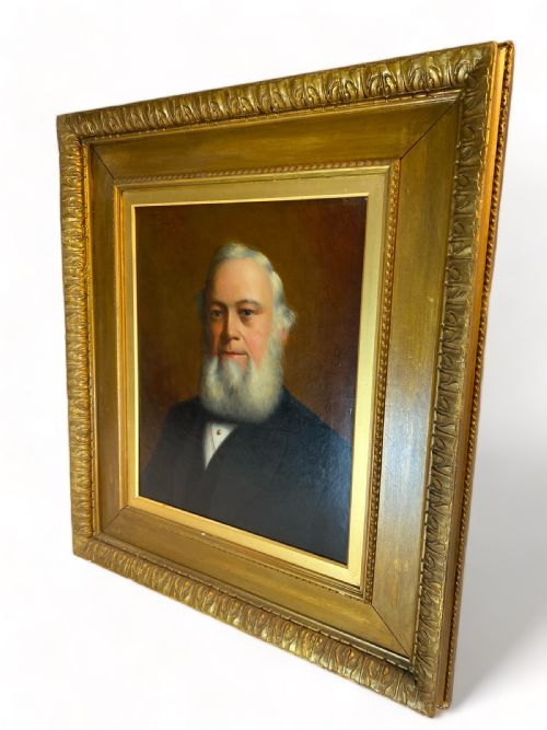 PORTRAIT OF A 19TH CENTURY BEARDED GENTLEMAN OIL PAINTING - ADDITIONAL PHOTO 5