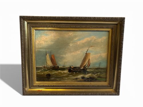 Oil Seascape of Sailboats by George Callow (1829-1875)
