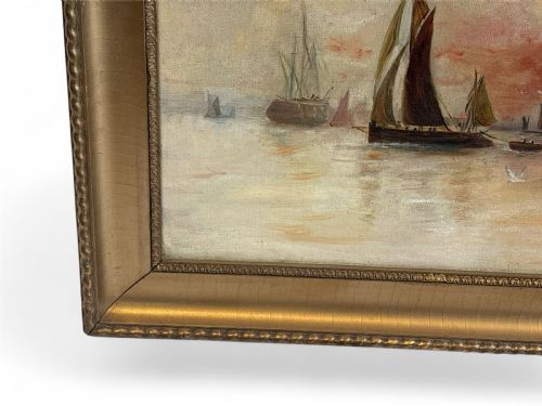 OIL ON CANVAS SEASCAPE INITIALED AND DATED 1912 - ADDITIONAL PHOTO 1
